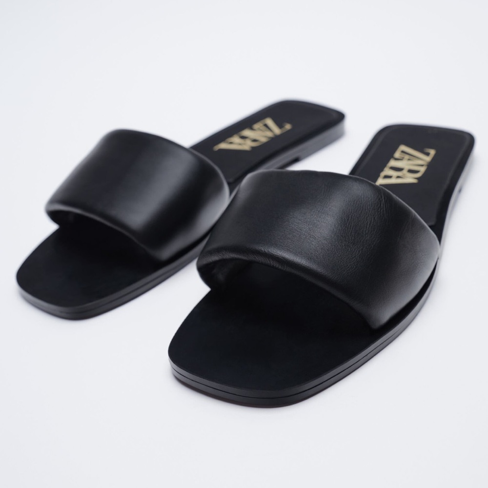 Zara Flat Padded Leather Sandals
